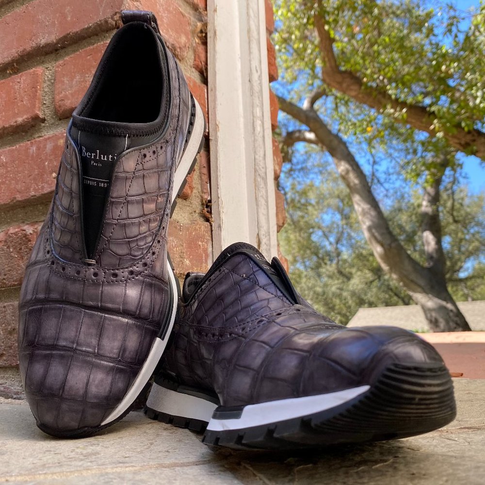 Berluti Alligator Leather & Neoprene Sneakers